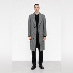 VINTAGE - Grey Virgin Wool Overcoat | Tailored Fit, Minimalist Classic